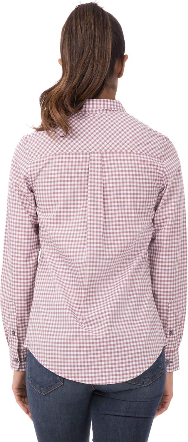 imageChef Works Custom Embroidered Womens Modern Gingham Long Sleeve Dress ShirtChili Peppers
