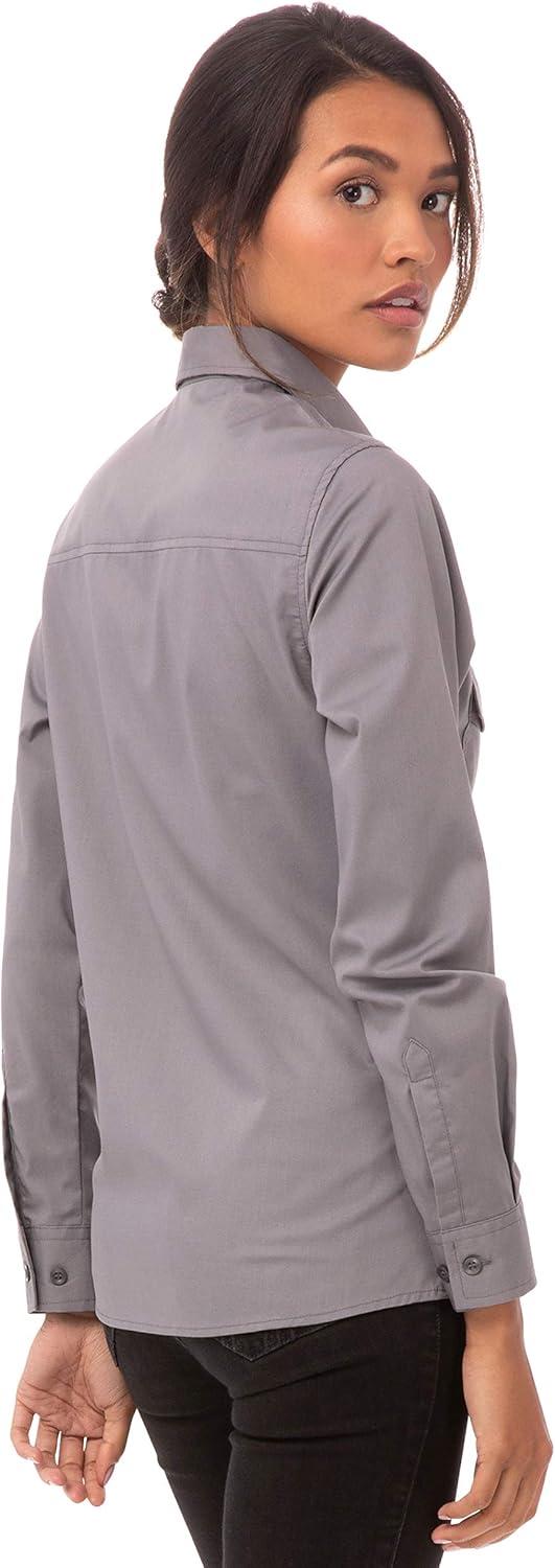 imageChef Works Custom Embroidered Womens Pilot ShirtGrey