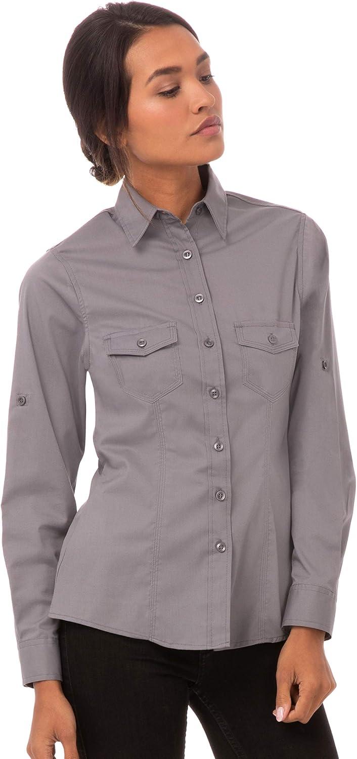 imageChef Works Custom Embroidered Womens Pilot ShirtGrey
