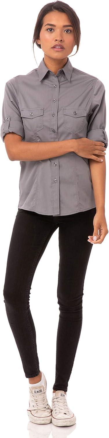 imageChef Works Custom Embroidered Womens Pilot ShirtGrey