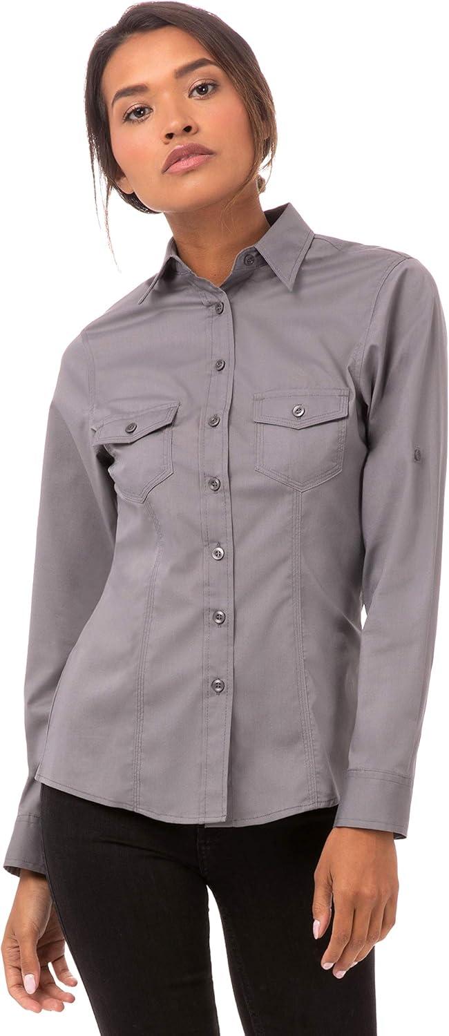 imageChef Works Custom Embroidered Womens Pilot ShirtGrey