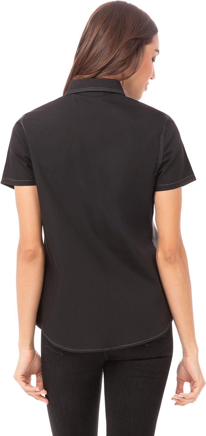 imageChef Works Custom Embroidered Womens Universal Contrast ShirtBlk Gry Mesh