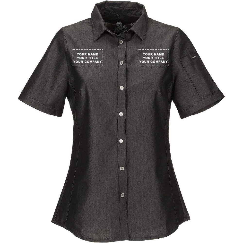 imageChef Works Custom Embroidered Womens Detroit Denim ShirtBlack
