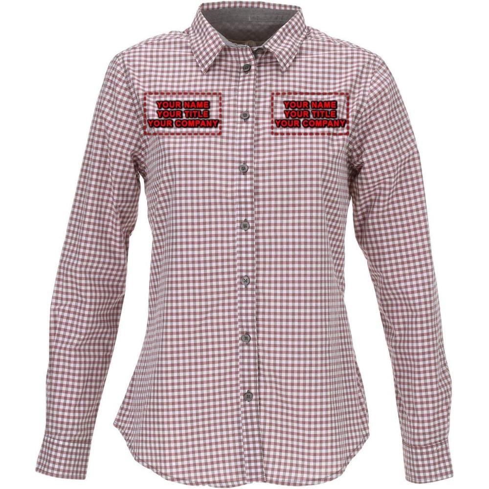 imageChef Works Custom Embroidered Womens Modern Gingham Long Sleeve Dress ShirtChili Peppers
