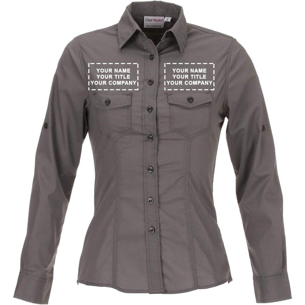 imageChef Works Custom Embroidered Womens Pilot ShirtGrey
