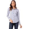 imageChef Works Custom Embroidered Womens Modern Gingham Long Sleeve Dress ShirtStrong Blue