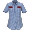 imageChef Works Custom Embroidered Womens Modern Gingham Short Sleeve Dress ShirtBlue