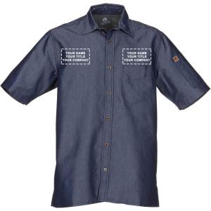 imageChef Works Custom Embroidered Mens Detroit Short Sleeve Denim ShirtIndigo Blue