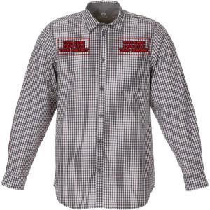imageChef Works Custom Embroidered Mens Modern Gingham Long Sleeve Dress ShirtChocolate