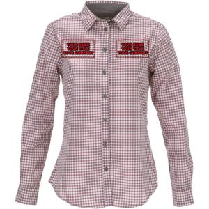 imageChef Works Custom Embroidered Womens Modern Gingham Long Sleeve Dress ShirtChili Peppers
