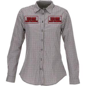 imageChef Works Custom Embroidered Womens Modern Gingham Long Sleeve Dress ShirtChocolate