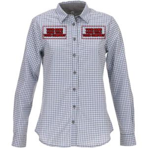 imageChef Works Custom Embroidered Womens Modern Gingham Long Sleeve Dress ShirtStrong Blue