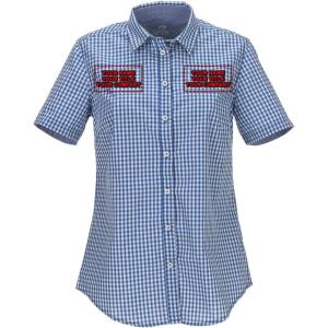 imageChef Works Custom Embroidered Womens Modern Gingham Short Sleeve Dress ShirtBlue
