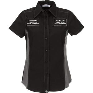 imageChef Works Custom Embroidered Womens Universal Contrast ShirtBlk Gry Mesh