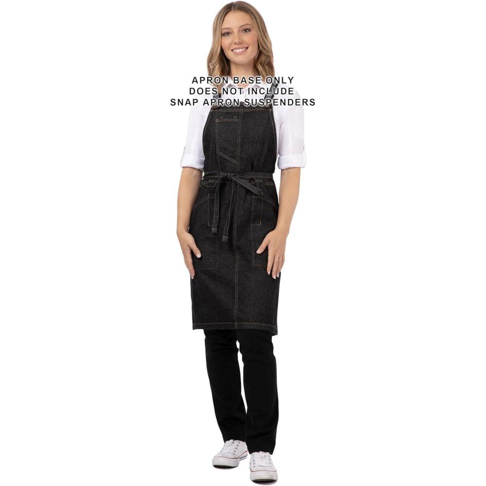 imageChef Works Unisex Berkeley Snap Apron Bib No Suspenders One Size