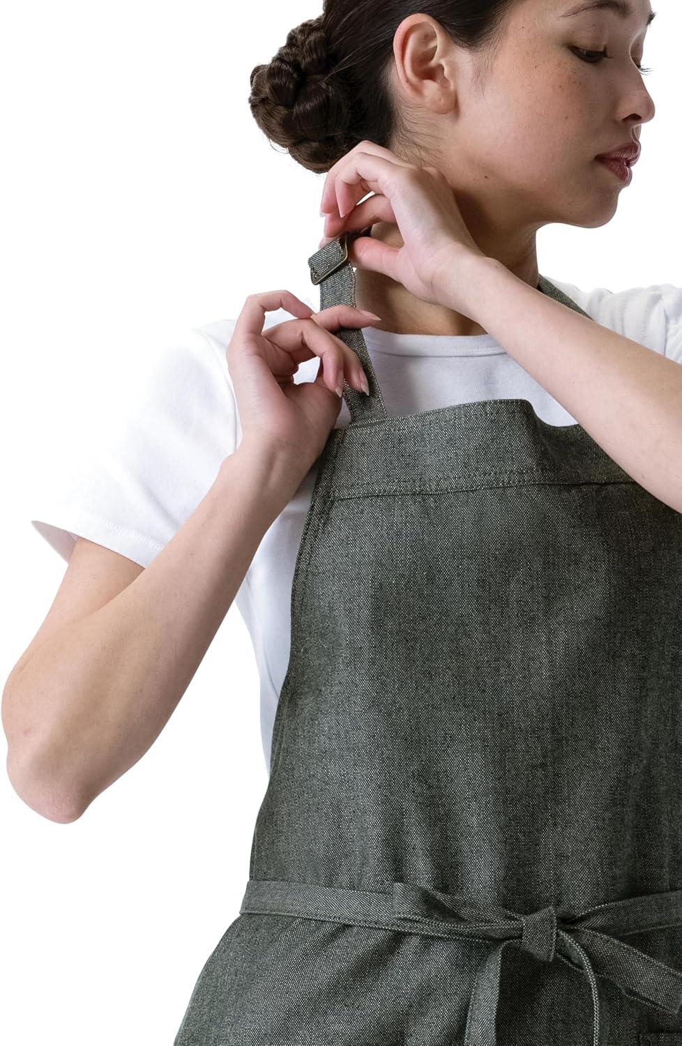 imageChef Works Unisex Utility Bib ApronOlive Natural