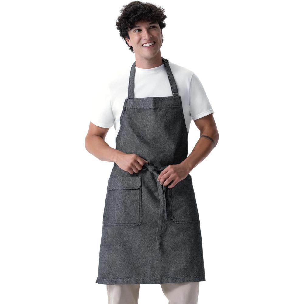 imageChef Works Unisex Utility Bib ApronBlack Natural