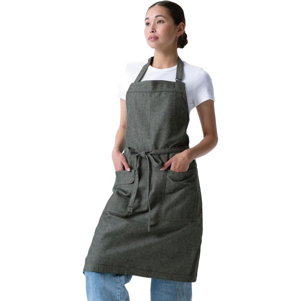 imageChef Works Unisex Utility Bib ApronOlive Natural