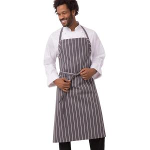 imageChef Works Unisex English Chef ApronGrey W Wht Stripe