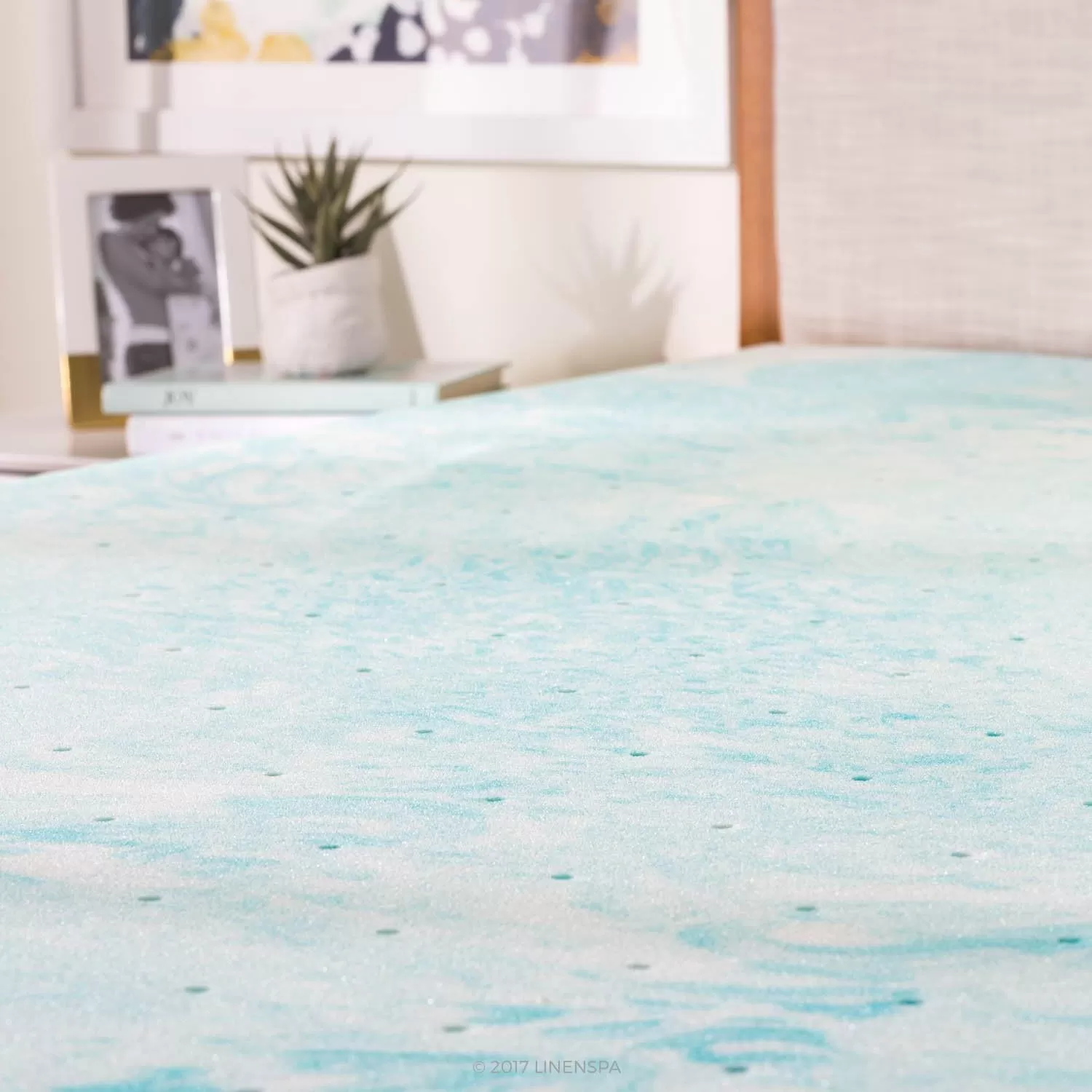 imageLINENSPA 3 Inch Gel Swirl Memory Foam Mattress Topper  Cooling Gel Infused  Pressure Relieving  CertiPUR Certified  QueenFull