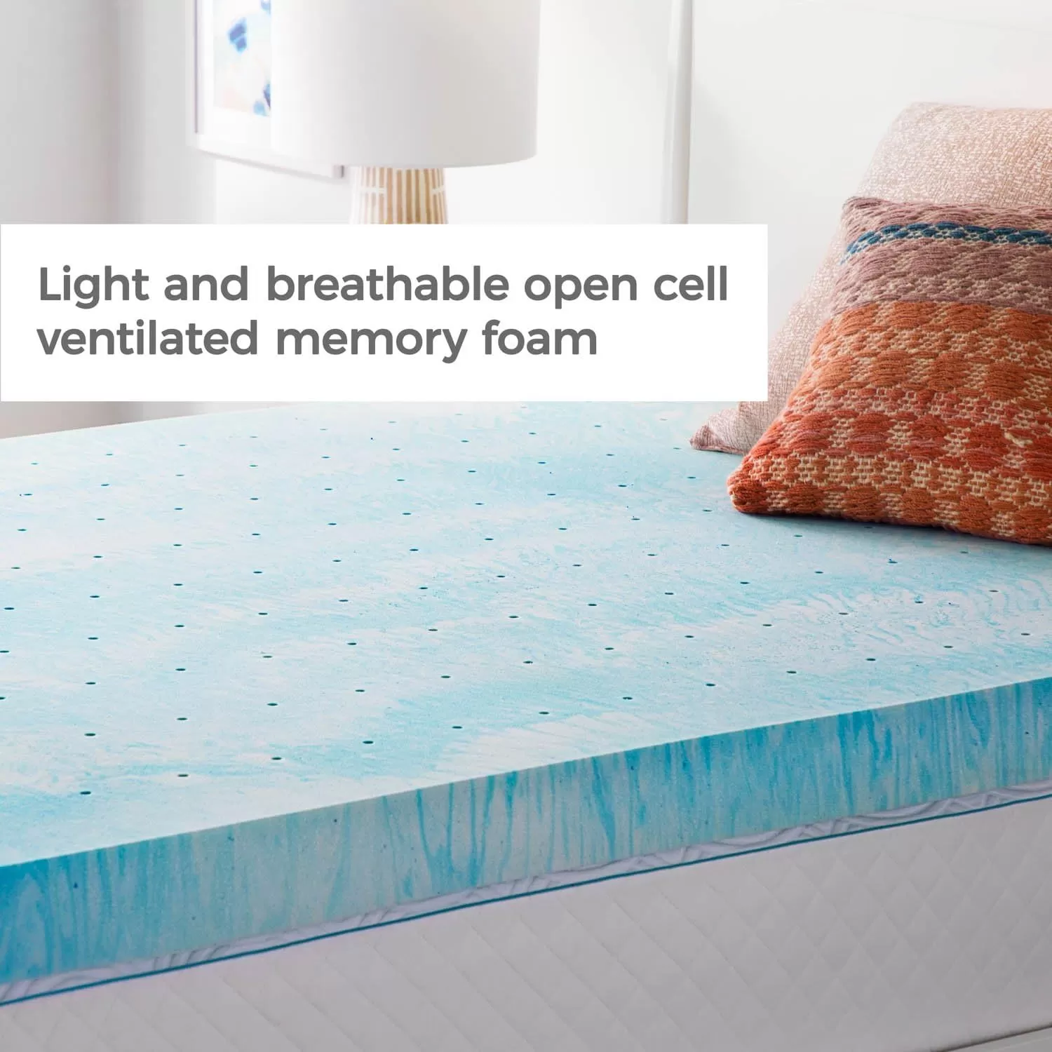 imageLINENSPA 3 Inch Gel Swirl Memory Foam Mattress Topper  Cooling Gel Infused  Pressure Relieving  CertiPUR Certified  QueenFull
