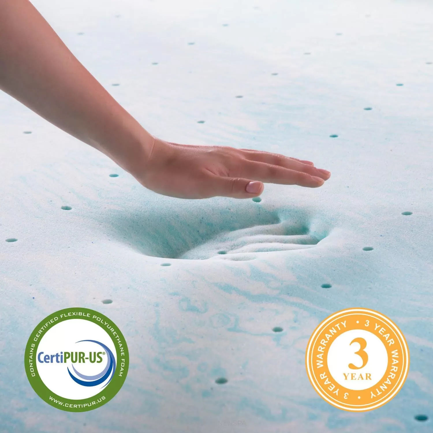 imageLINENSPA 3 Inch Gel Swirl Memory Foam Mattress Topper  Cooling Gel Infused  Pressure Relieving  CertiPUR Certified  QueenFull