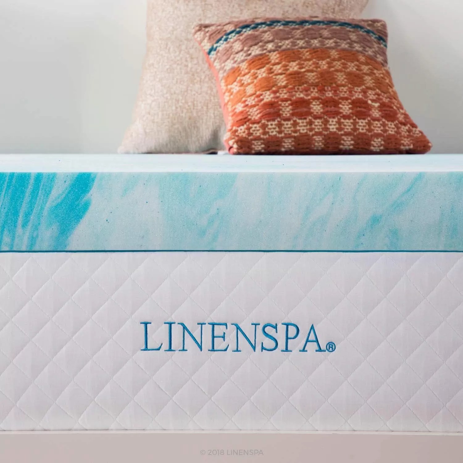 imageLINENSPA 3 Inch Gel Swirl Memory Foam Mattress Topper  Cooling Gel Infused  Pressure Relieving  CertiPUR Certified  QueenKing