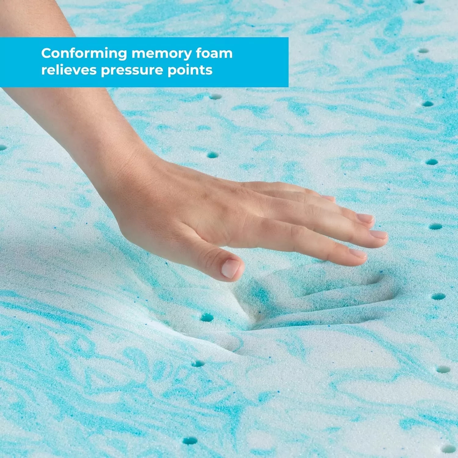 imageLINENSPA 3 Inch Gel Swirl Memory Foam Mattress Topper  Cooling Gel Infused  Pressure Relieving  CertiPUR Certified  QueenKing