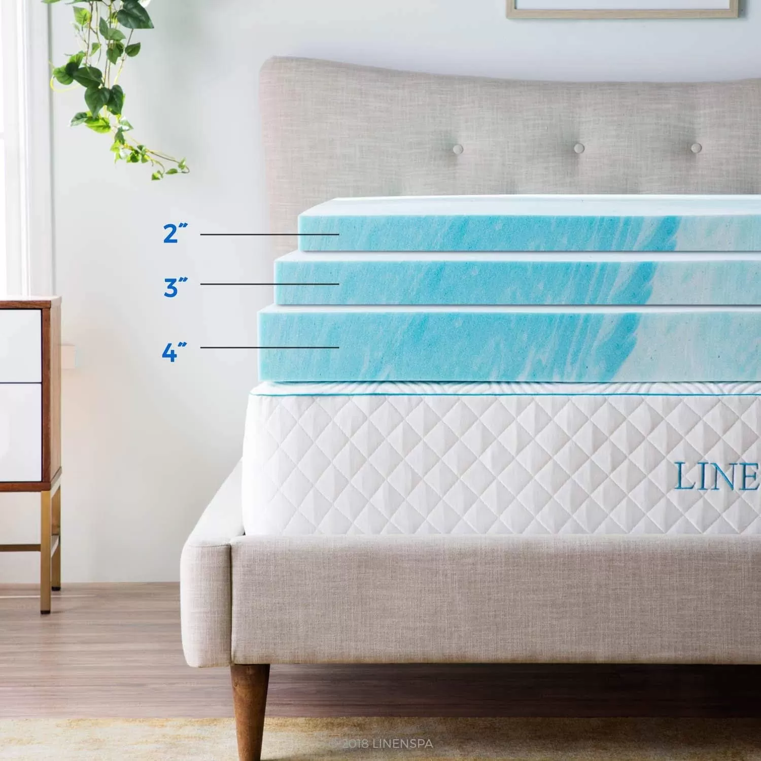imageLINENSPA 3 Inch Gel Swirl Memory Foam Mattress Topper  Cooling Gel Infused  Pressure Relieving  CertiPUR Certified  QueenTwin