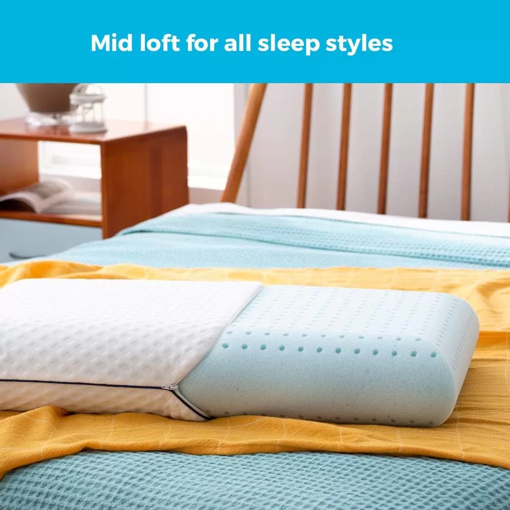 imageLINENSPA Pillow  Ventilated Gel  Memory Foam Pillows for Neck Support  Great for Side Back and Stomach Sleepers  King SizeBlue