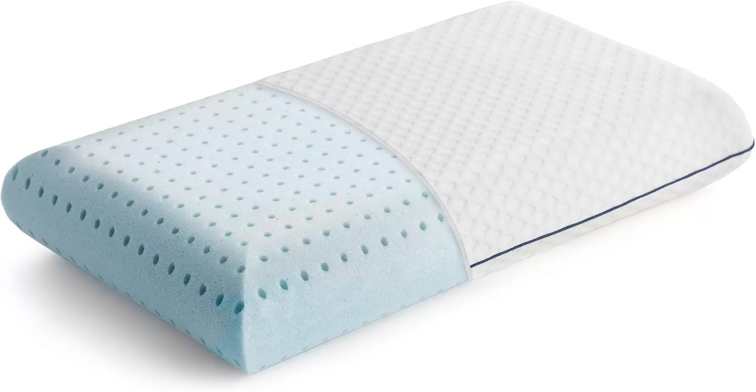 imageLINENSPA Pillow  Ventilated Gel  Memory Foam Pillows for Neck Support  Great for Side Back and Stomach Sleepers  King SizeBlue
