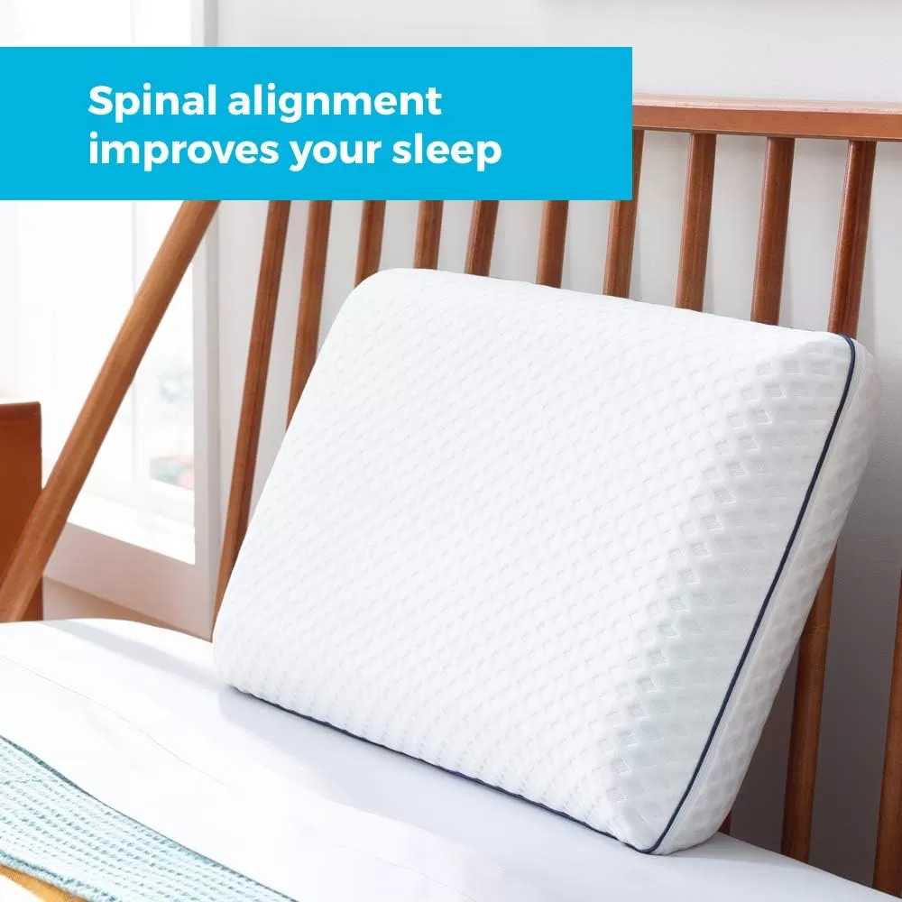 imageLINENSPA Pillow  Ventilated Gel  Memory Foam Pillows for Neck Support  Great for Side Back and Stomach Sleepers  King SizeBlue