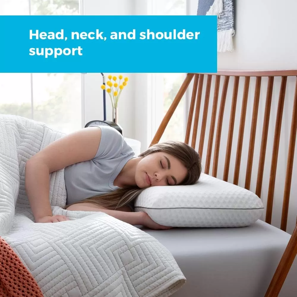 imageLINENSPA Pillow  Ventilated Gel  Memory Foam Pillows for Neck Support  Great for Side Back and Stomach Sleepers  King SizeCharcoal