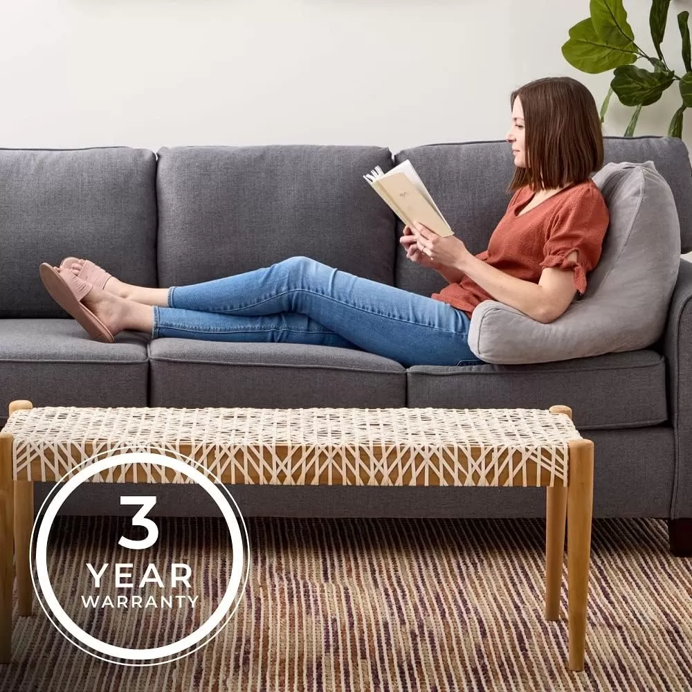 imageLINENSPA Reading Pillow with Shredded Memory Foam Back Pillow for Sitting in Bed Reading Gaming Watching TV  Chair Pillow with Arms Dorm Room Essentials StoneStone