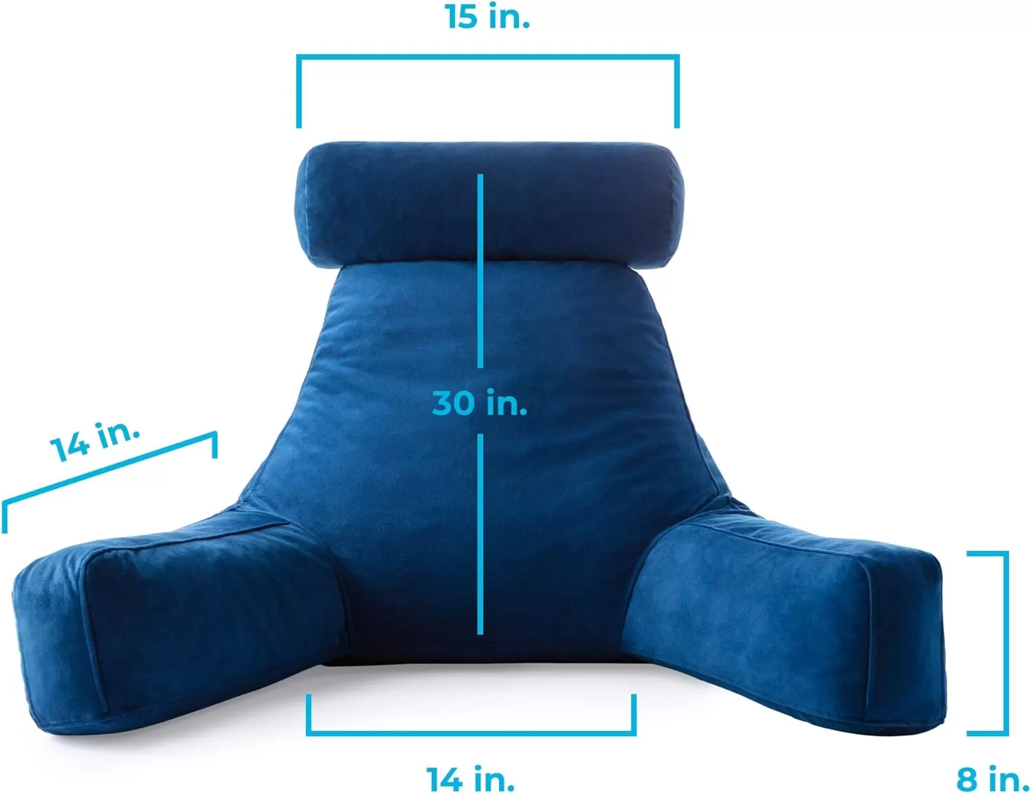 imageLINENSPA Reading Pillow with Shredded Memory Foam Back Pillow for Sitting in Bed Reading Gaming Watching TV  Chair Pillow with Arms Dorm Room Essentials StoneNavy
