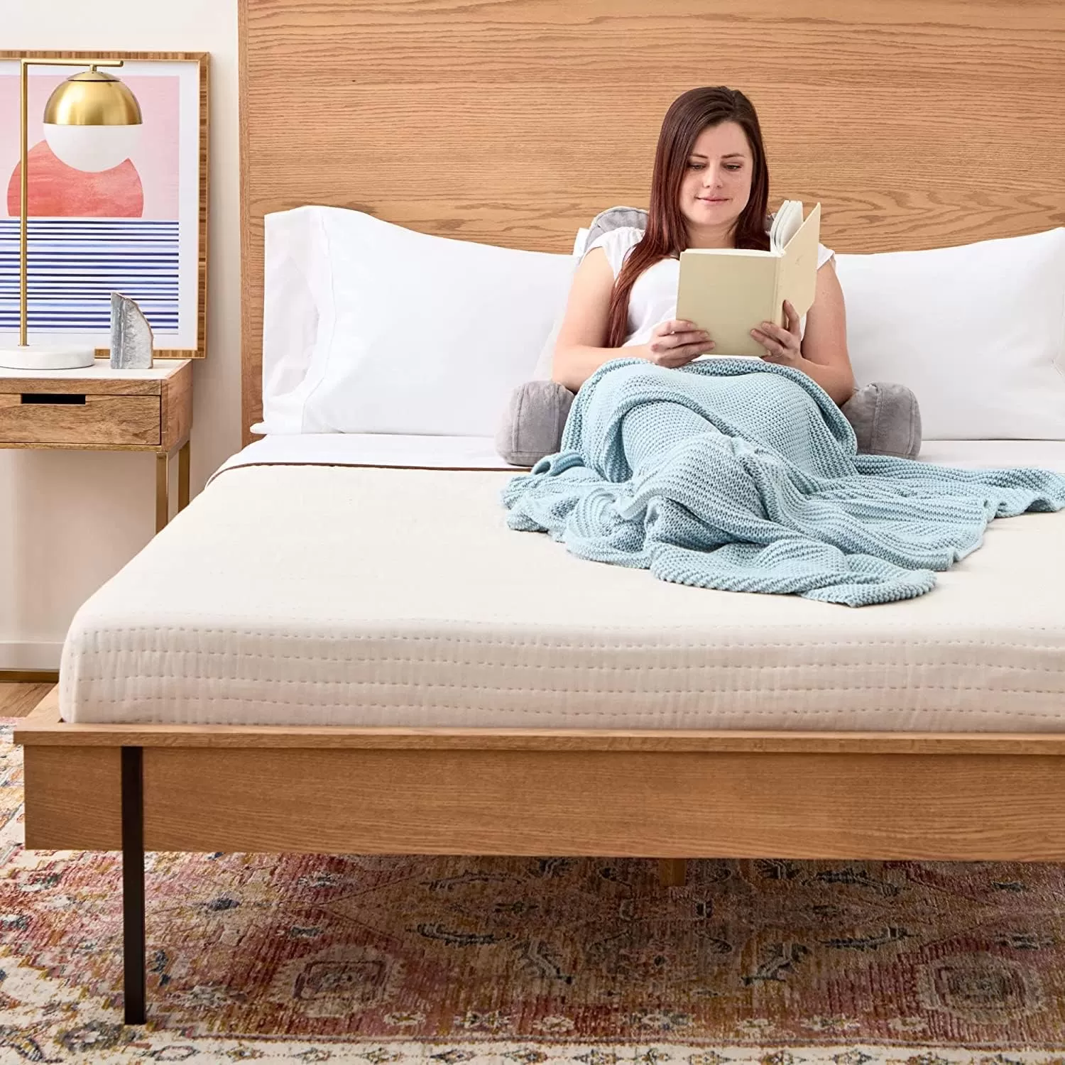 imageLINENSPA Reading Pillow with Shredded Memory Foam Back Pillow for Sitting in Bed Reading Gaming Watching TV  Chair Pillow with Arms Dorm Room Essentials StoneStone