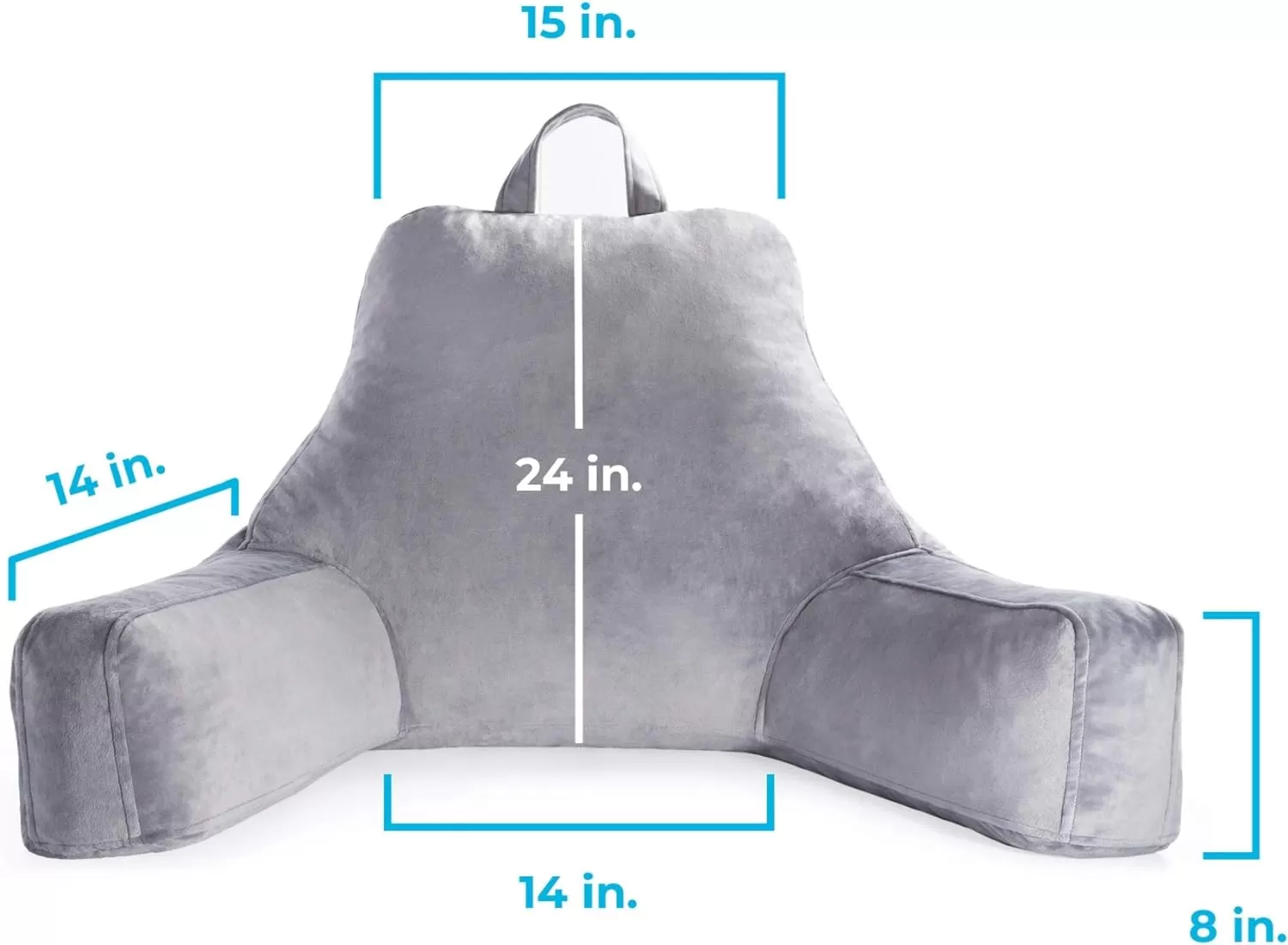 imageLINENSPA Reading Pillow with Shredded Memory Foam Back Pillow for Sitting in Bed Reading Gaming Watching TV  Chair Pillow with Arms Dorm Room Essentials StoneStone