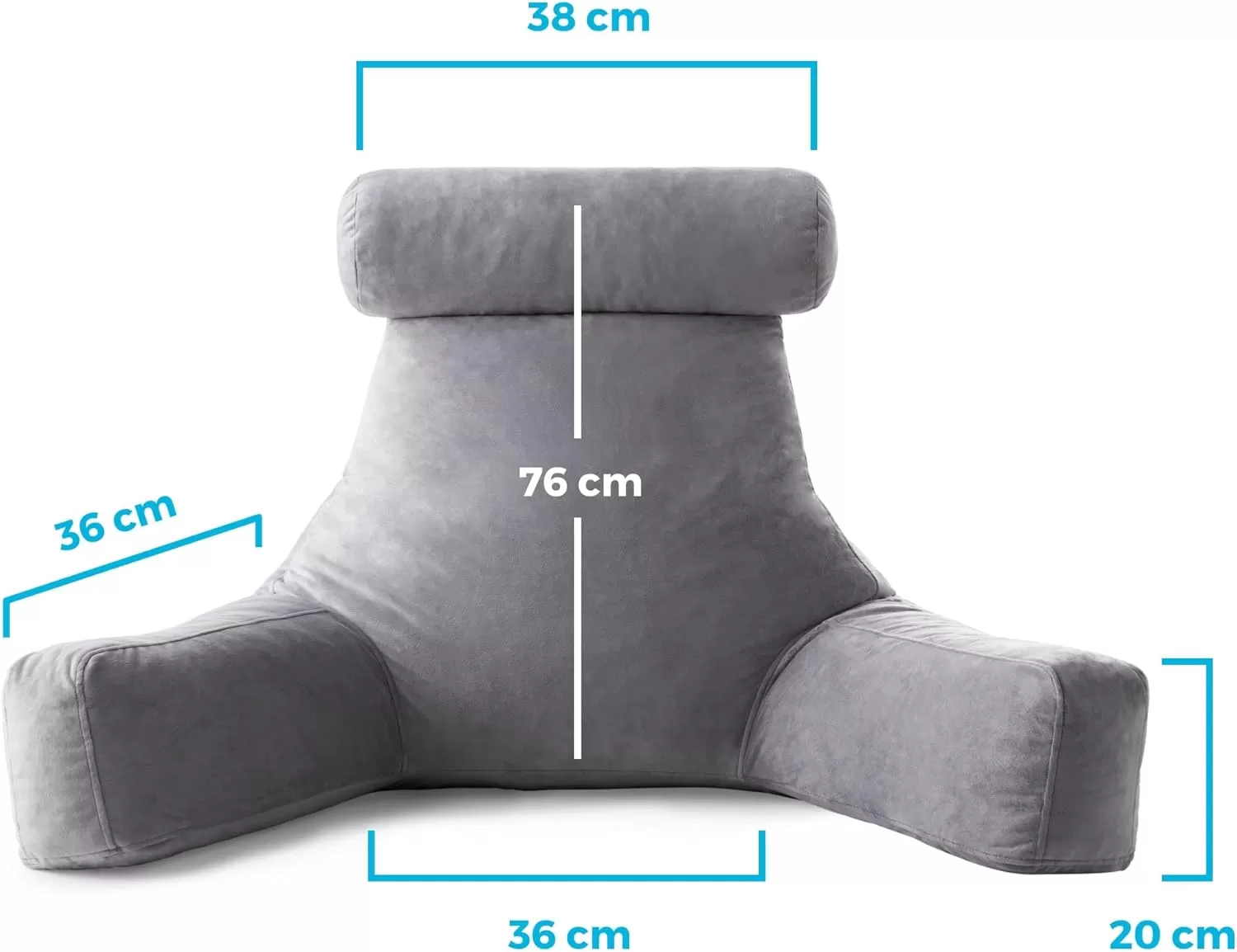 imageLINENSPA Reading Pillow with Shredded Memory Foam Back Pillow for Sitting in Bed Reading Gaming Watching TV  Chair Pillow with Arms Dorm Room Essentials StoneStone