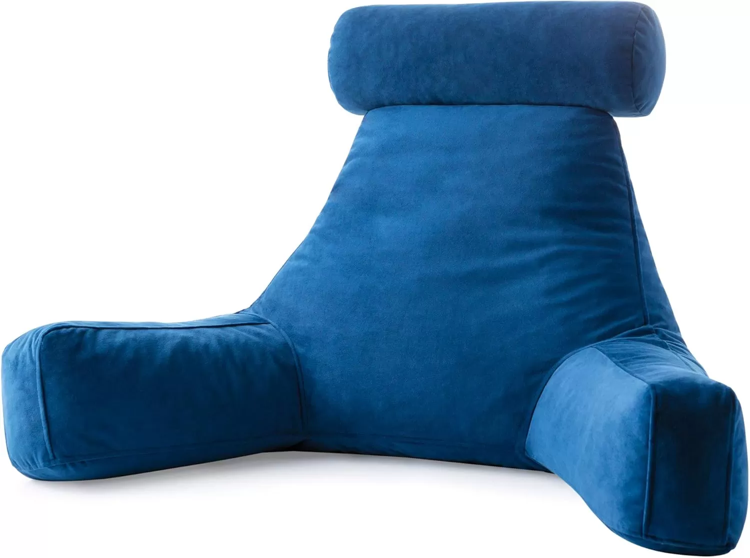 imageLINENSPA Reading Pillow with Shredded Memory Foam Back Pillow for Sitting in Bed Reading Gaming Watching TV  Chair Pillow with Arms Dorm Room Essentials StoneNavy