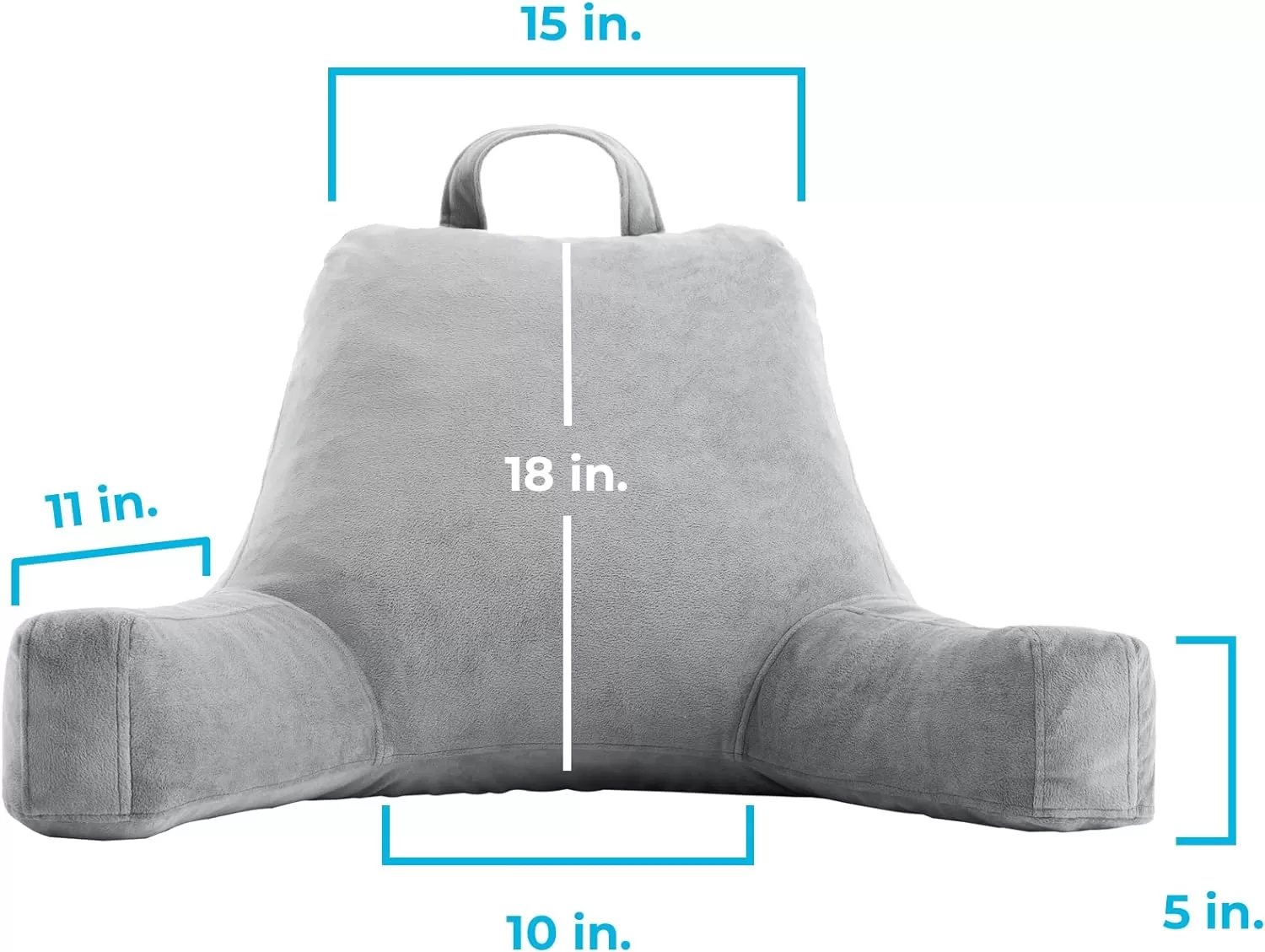 imageLINENSPA Reading Pillow with Shredded Memory Foam Back Pillow for Sitting in Bed Reading Gaming Watching TV  Chair Pillow with Arms Dorm Room Essentials StoneStone