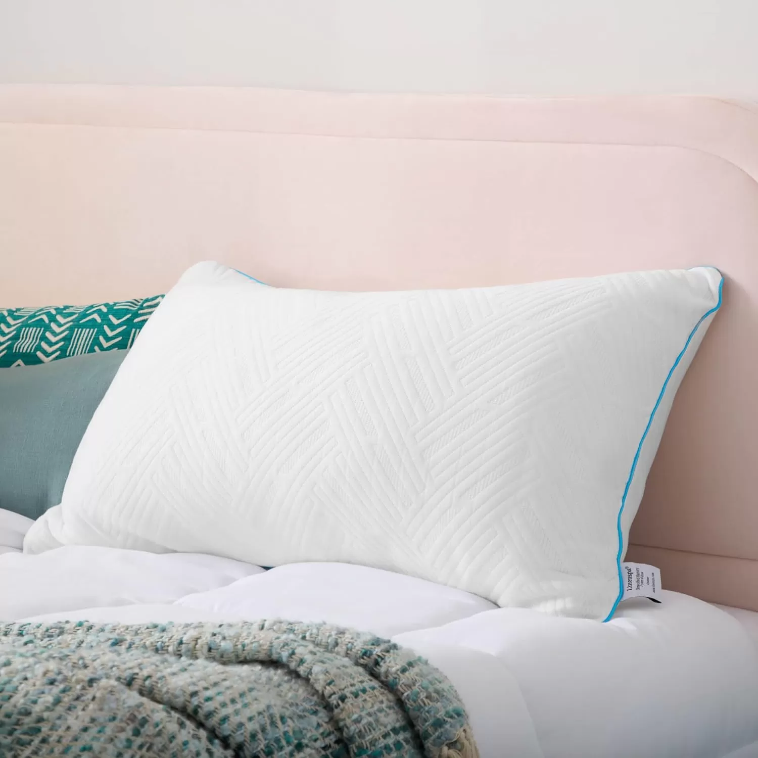imageLINENSPA Shredded Gel Memory Foam Pillow  Cooling Bed Pillow  Side Stomach and Back Sleepers  StandardWhite