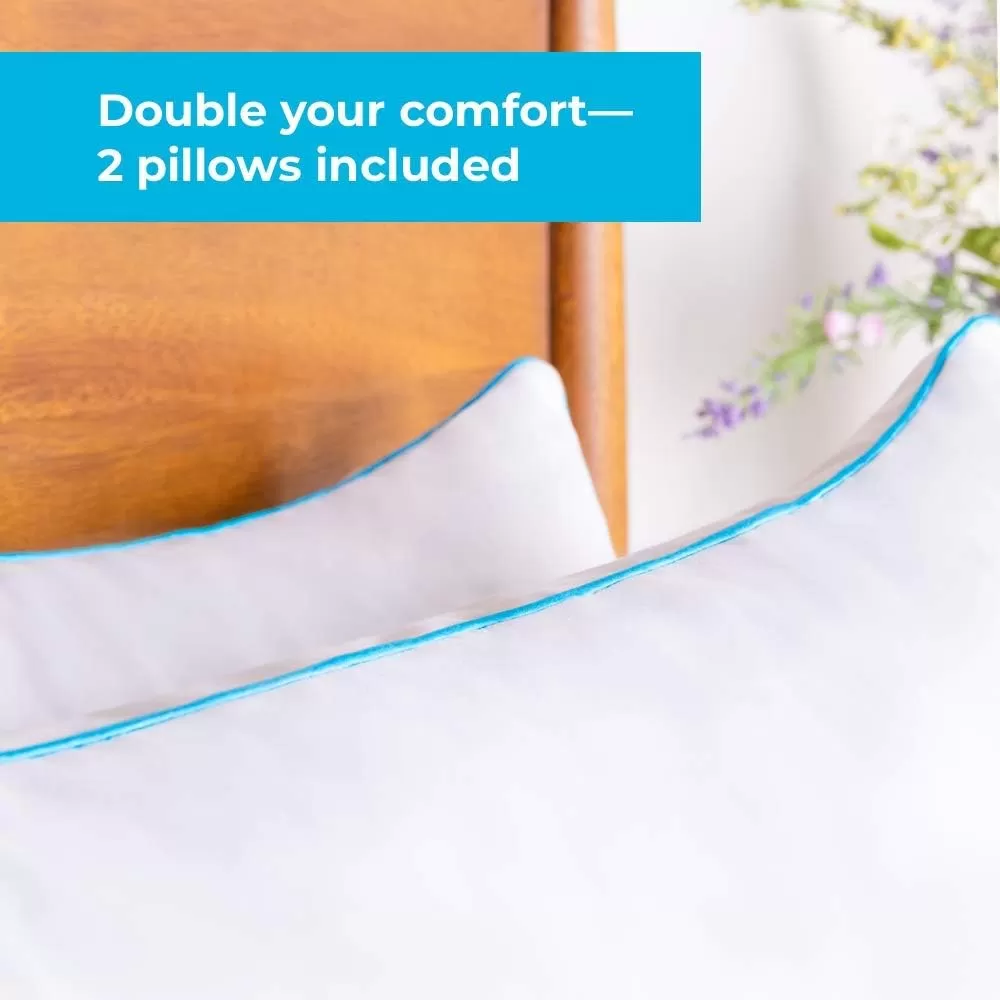 imageLINENSPA Two Pack Shredded Gel Memory Foam Pillow  Cooling Bed Pillow  Side Stomach and Back Sleepers  Pack of 2  Queen WhiteWhite