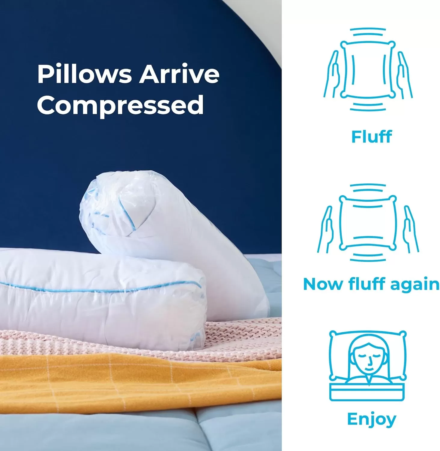 imageLINENSPA Two Pack Shredded Gel Memory Foam Pillow  Cooling Bed Pillow  Side Stomach and Back Sleepers  Pack of 2  Queen WhiteWhite