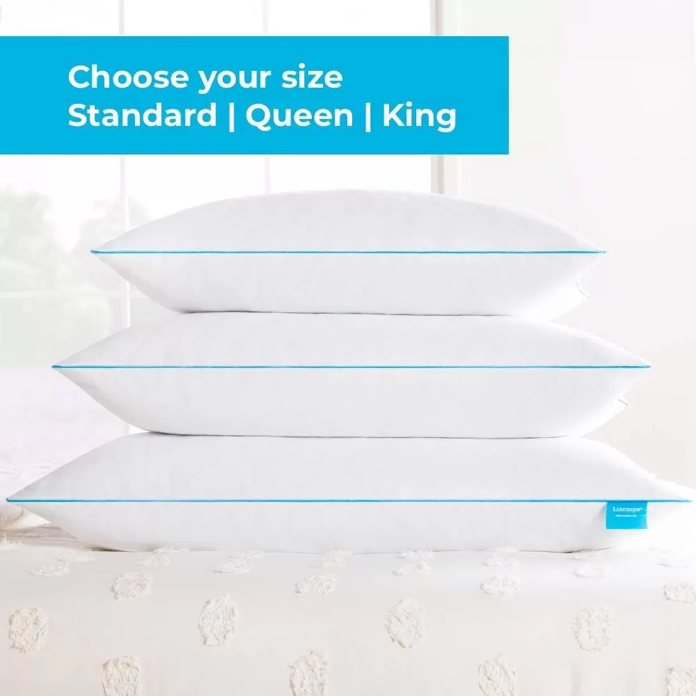 imageLINENSPA Two Pack Shredded Gel Memory Foam Pillow  Cooling Bed Pillow  Side Stomach and Back Sleepers  Pack of 2  Queen WhiteWhite