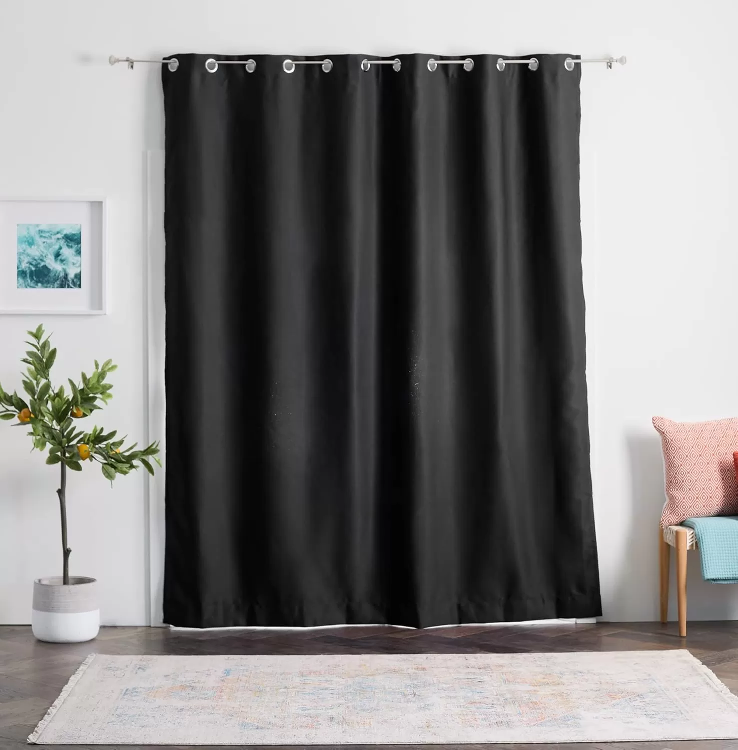 imageLinenspa 85 Blackout Curtain 2 Panels Set  Black Curtains 108 Inch Length  Thermal Insulated Noise Reducing  Dorm Room EssentialsBlack