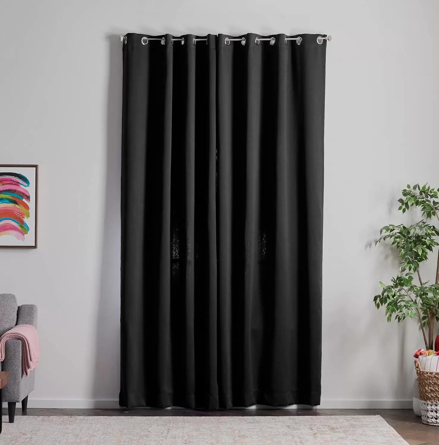 imageLinenspa 85 Blackout Curtain 2 Panels Set  Black Curtains 108 Inch Length  Thermal Insulated Noise Reducing  Dorm Room EssentialsBlack
