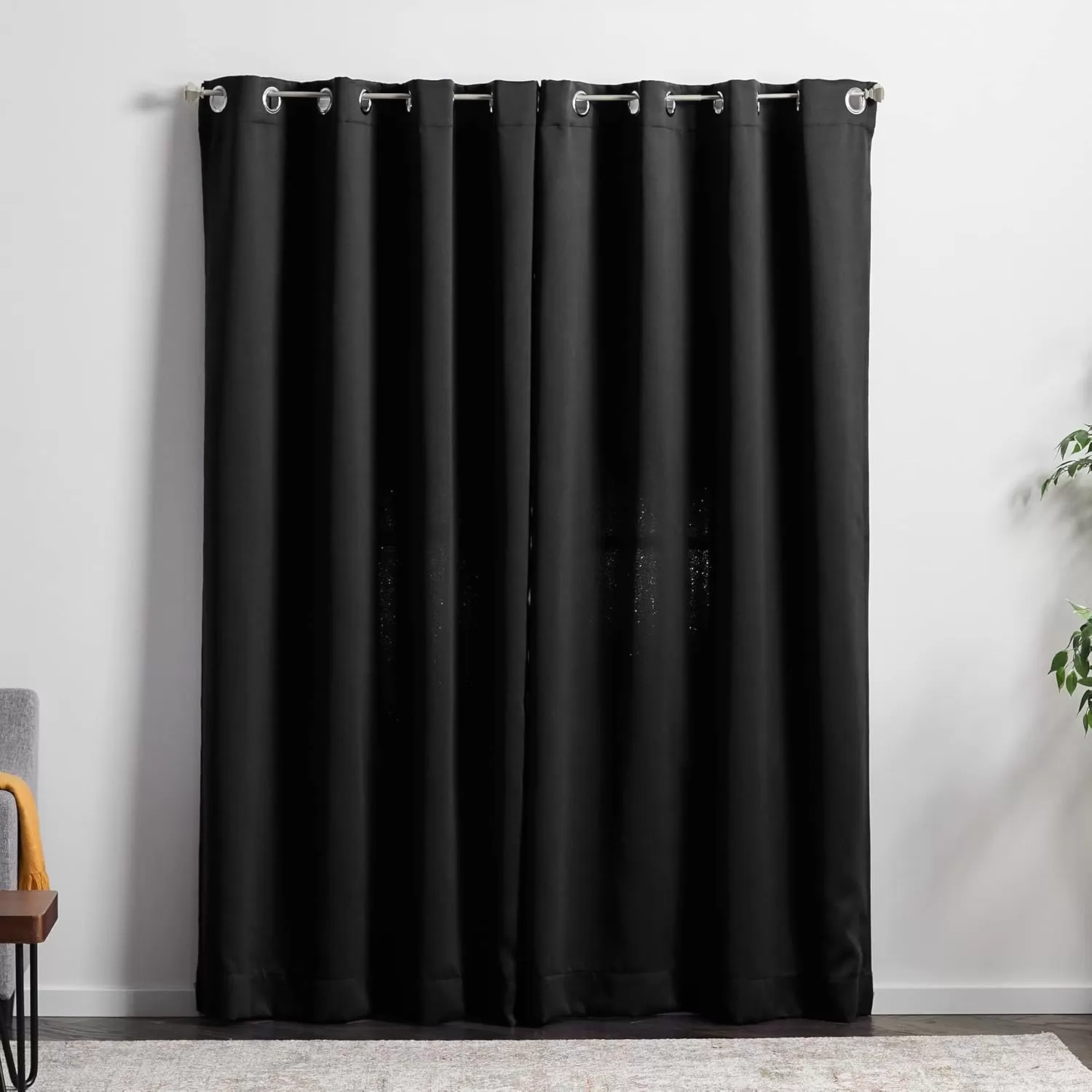 imageLinenspa 85 Blackout Curtain 2 Panels Set  Black Curtains 108 Inch Length  Thermal Insulated Noise Reducing  Dorm Room EssentialsBlack
