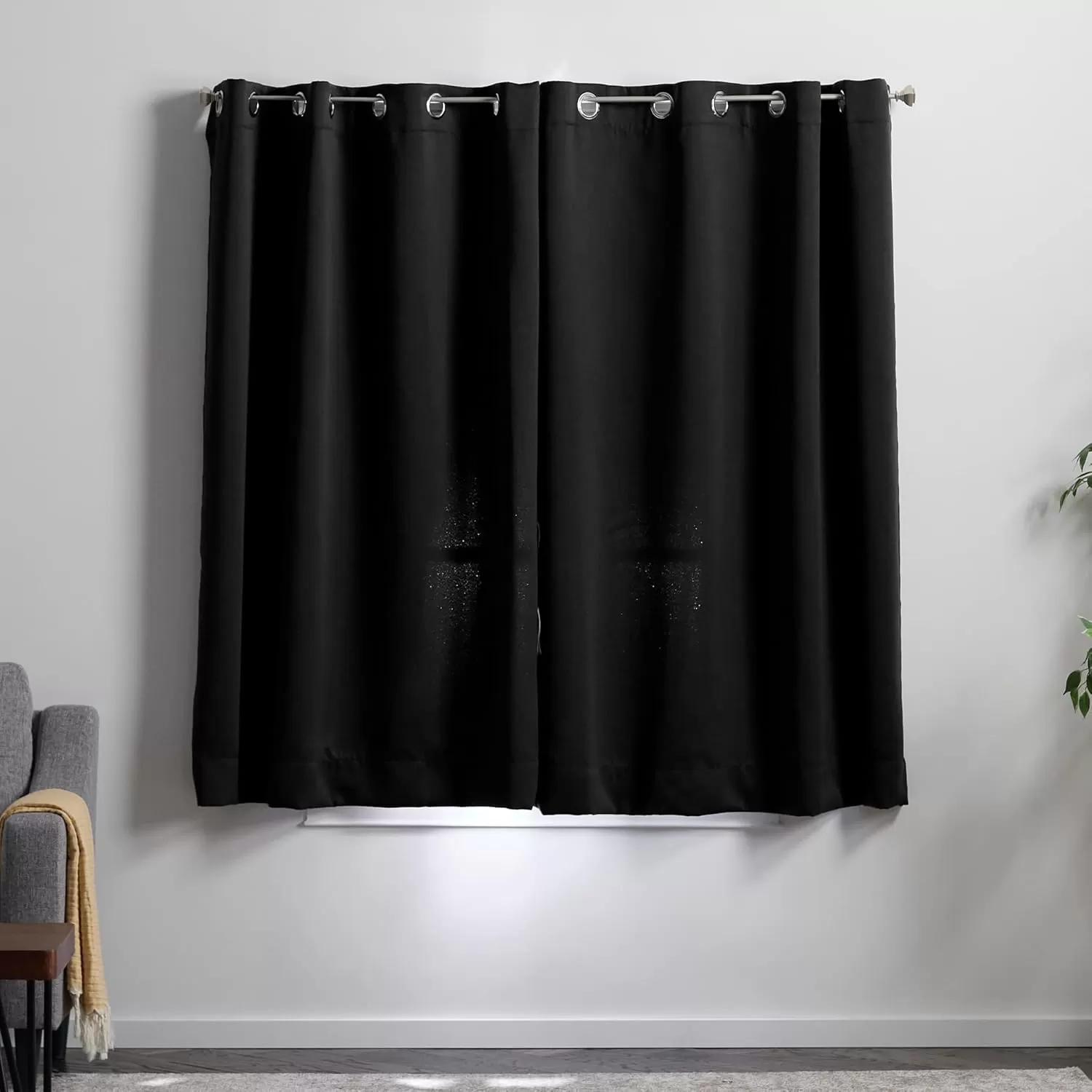 imageLinenspa 85 Blackout Curtain 2 Panels Set  Black Curtains 108 Inch Length  Thermal Insulated Noise Reducing  Dorm Room EssentialsBlack
