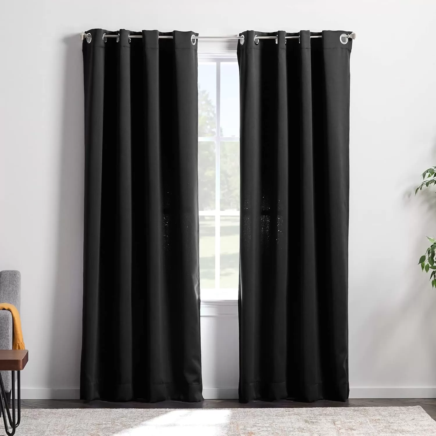 imageLinenspa 85 Blackout Curtain 2 Panels Set  Black Curtains 108 Inch Length  Thermal Insulated Noise Reducing  Dorm Room EssentialsBlack