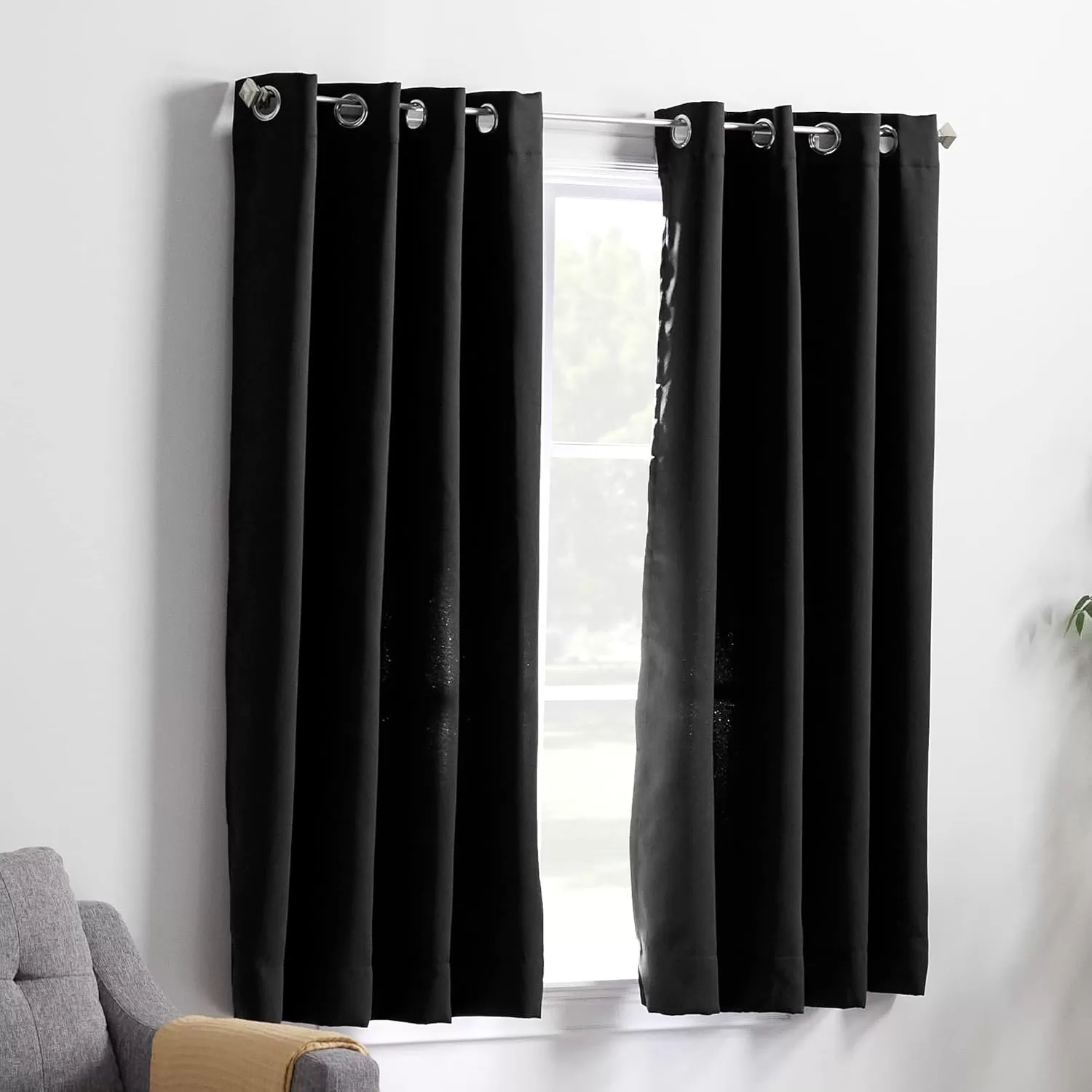 imageLinenspa 85 Blackout Curtain 2 Panels Set  Black Curtains 108 Inch Length  Thermal Insulated Noise Reducing  Dorm Room EssentialsBlack
